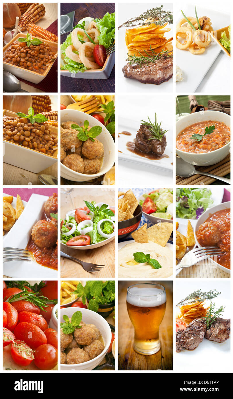 diferents types of meal prepared in restaurant Stock Photo