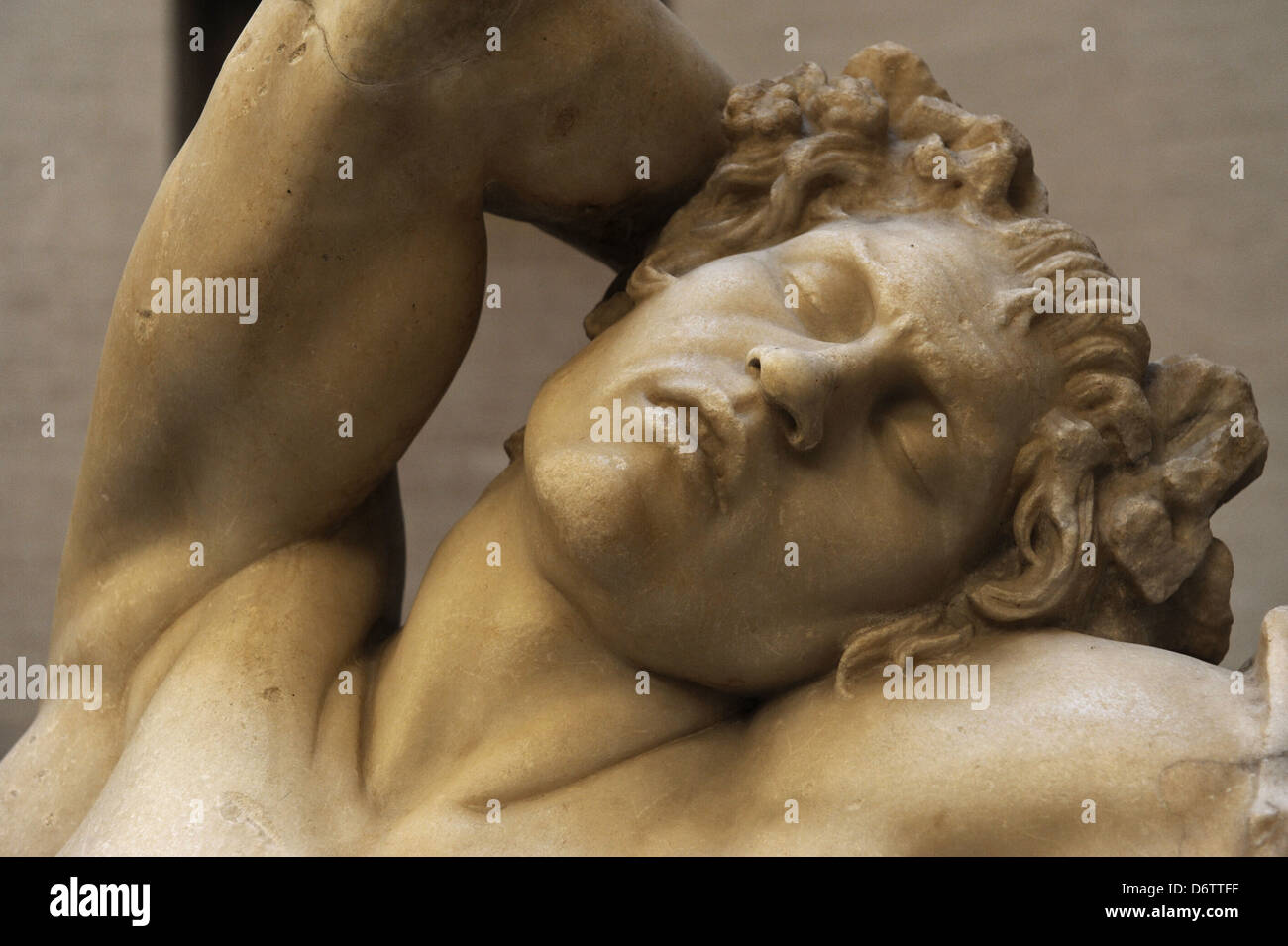 Greek art. Barberini Faun. A sleeping satyr. About 220 BC. Greek baroque. Roman copy. Glyptothek. Munich. Germany. Stock Photo