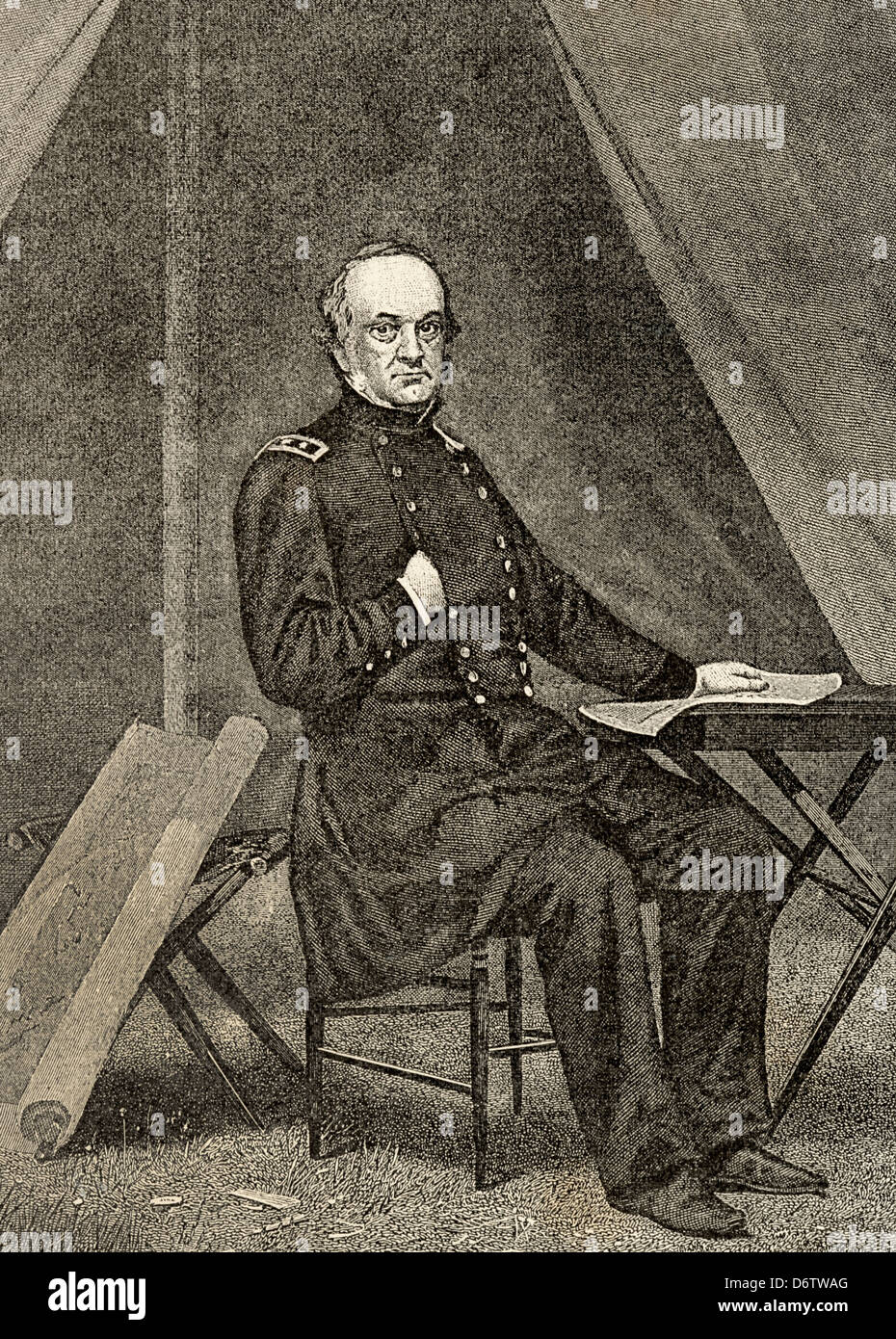 Henry Wager Halleck (1815-1872). United States Army officer, scholar, and lawyer. Engraving. Stock Photo