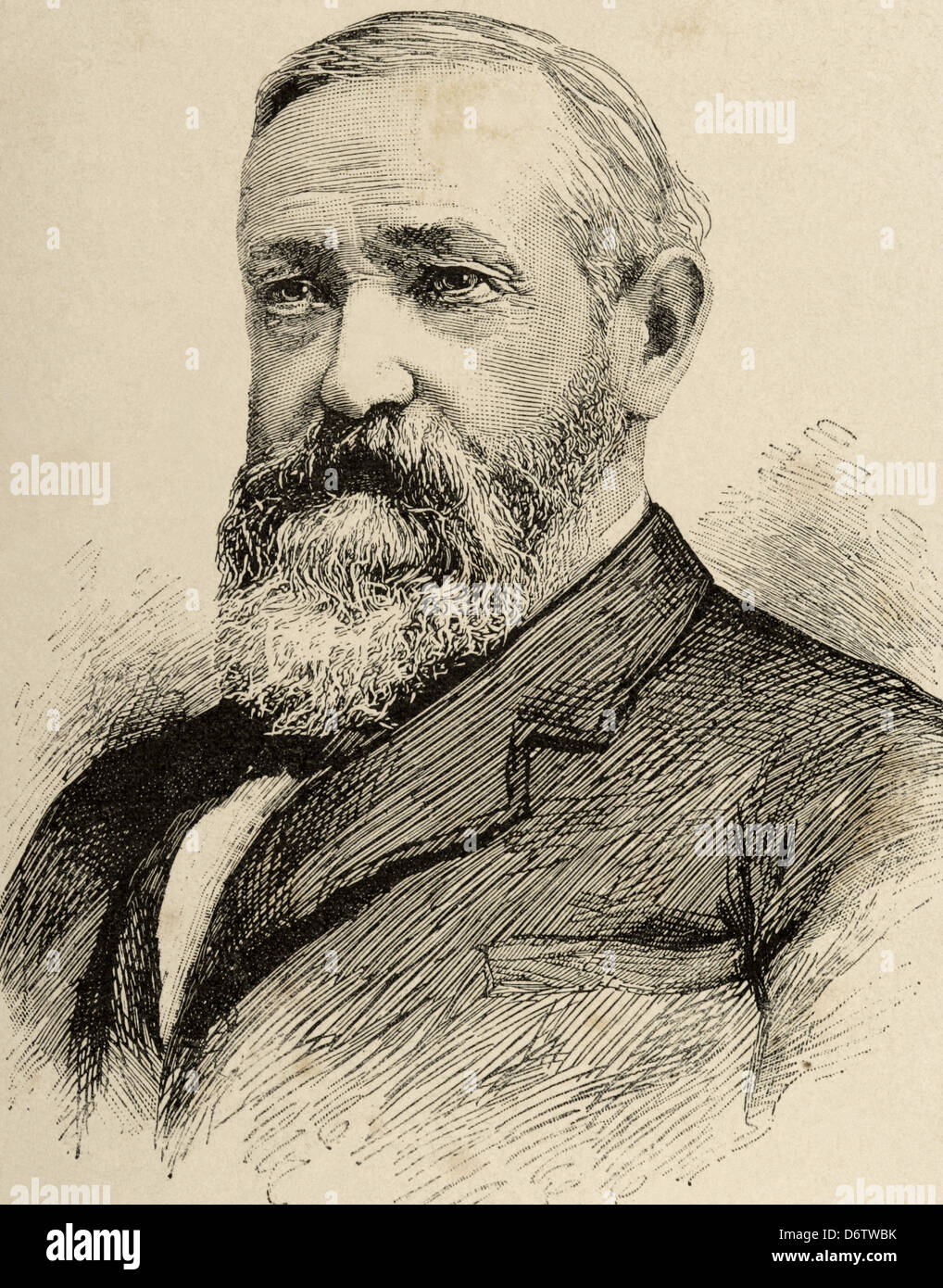 Benjamin Harrison (1833–1901). Was the 23rd President of the United States (1889–1893). Engraving. Stock Photo