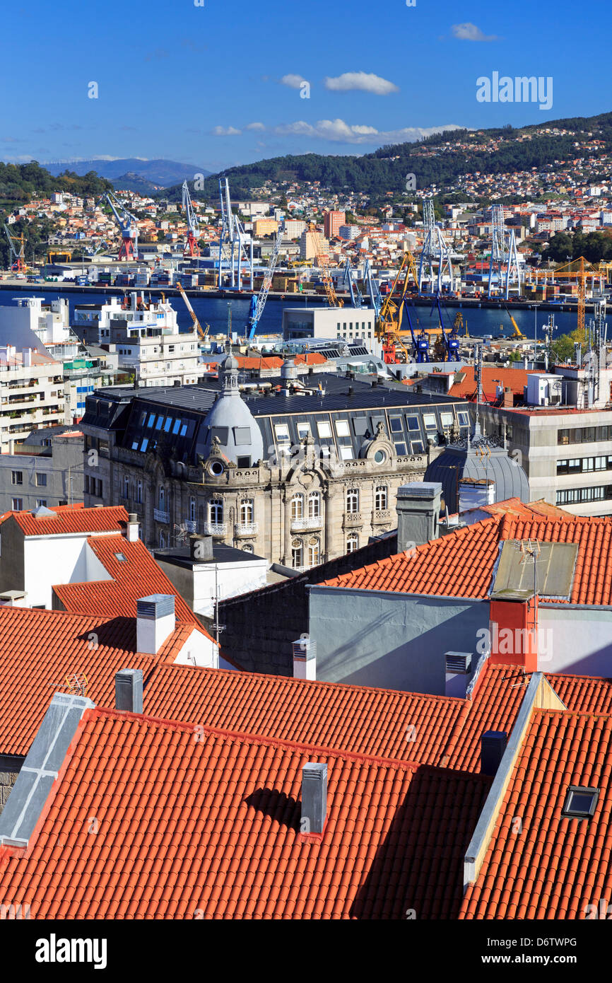 Red tiled roofs in the Historic Centre,Vigo,Galicia,Spain,Europe Stock Photo