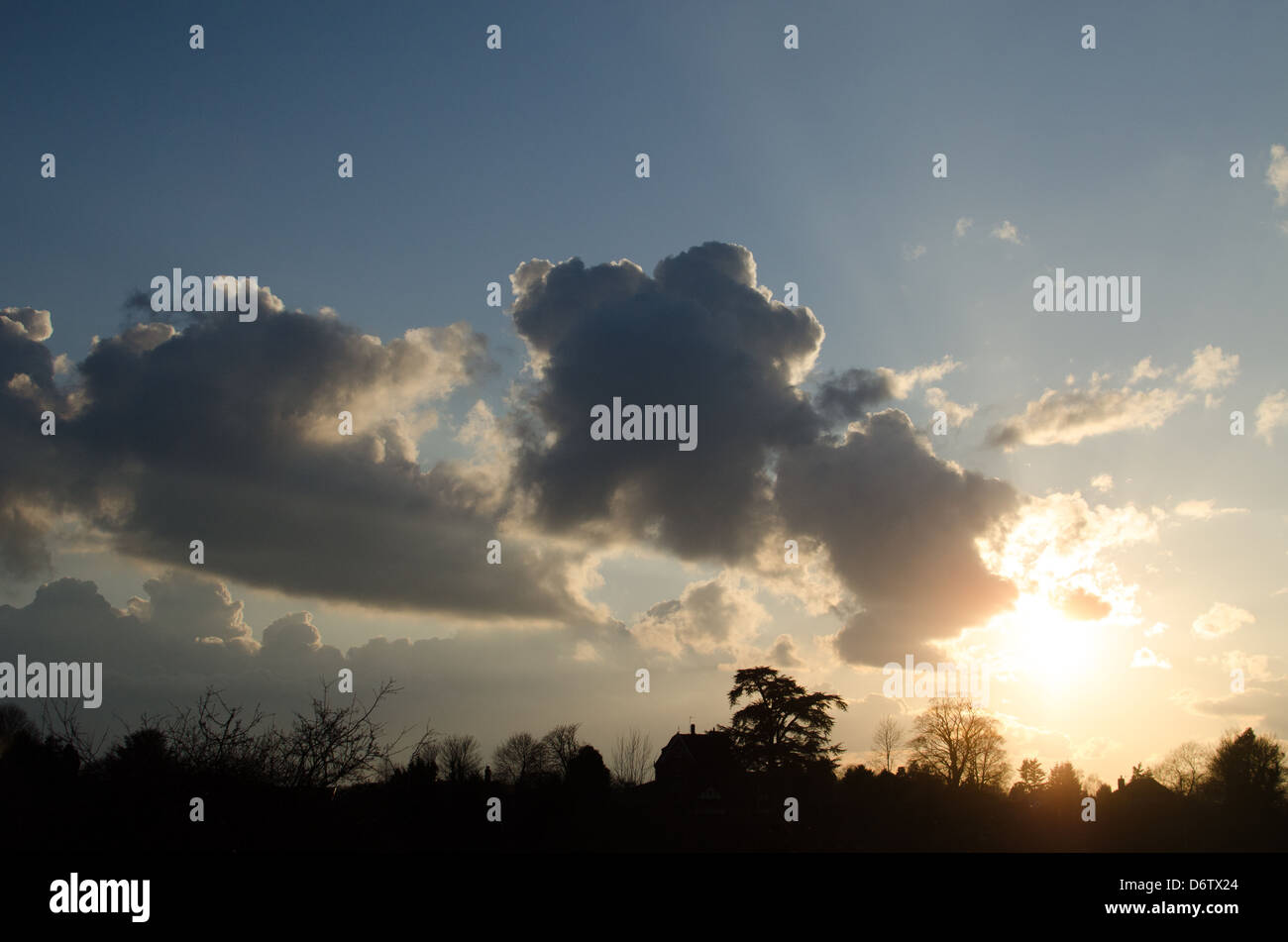 Poetic star shaped clouds in the sky. Stock Photo
