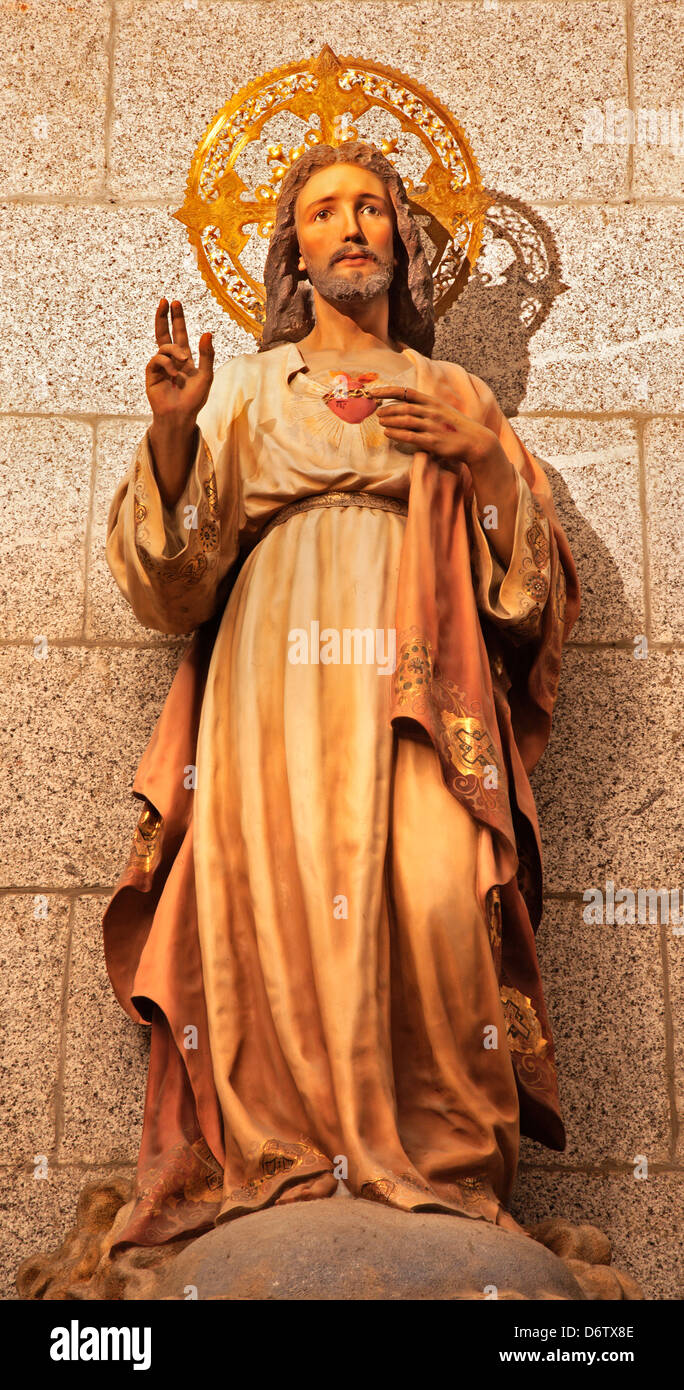 MADRID - MARCH 10: Heart of Jesus statue from church of hl. Theresia Stock Photo