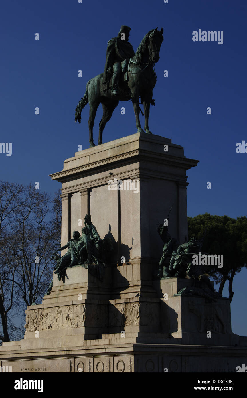 Giuseppe Garibaldi, 1807-1882. Italian military and political. Monument by Emilio Gallori (1846-1924), 1895. Rome. Italy. Stock Photo