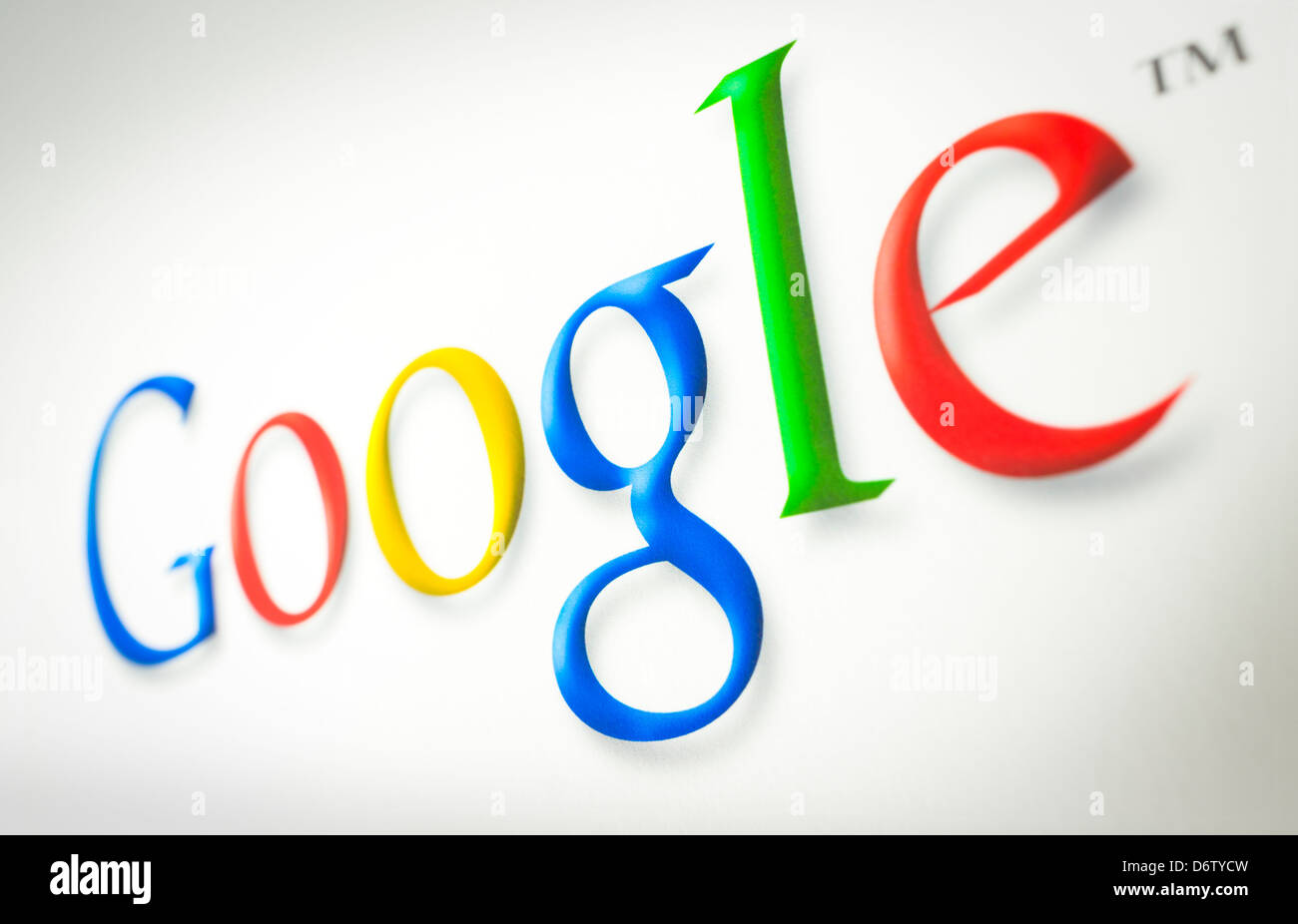 Google's Logo on their search engine website. Stock Photo