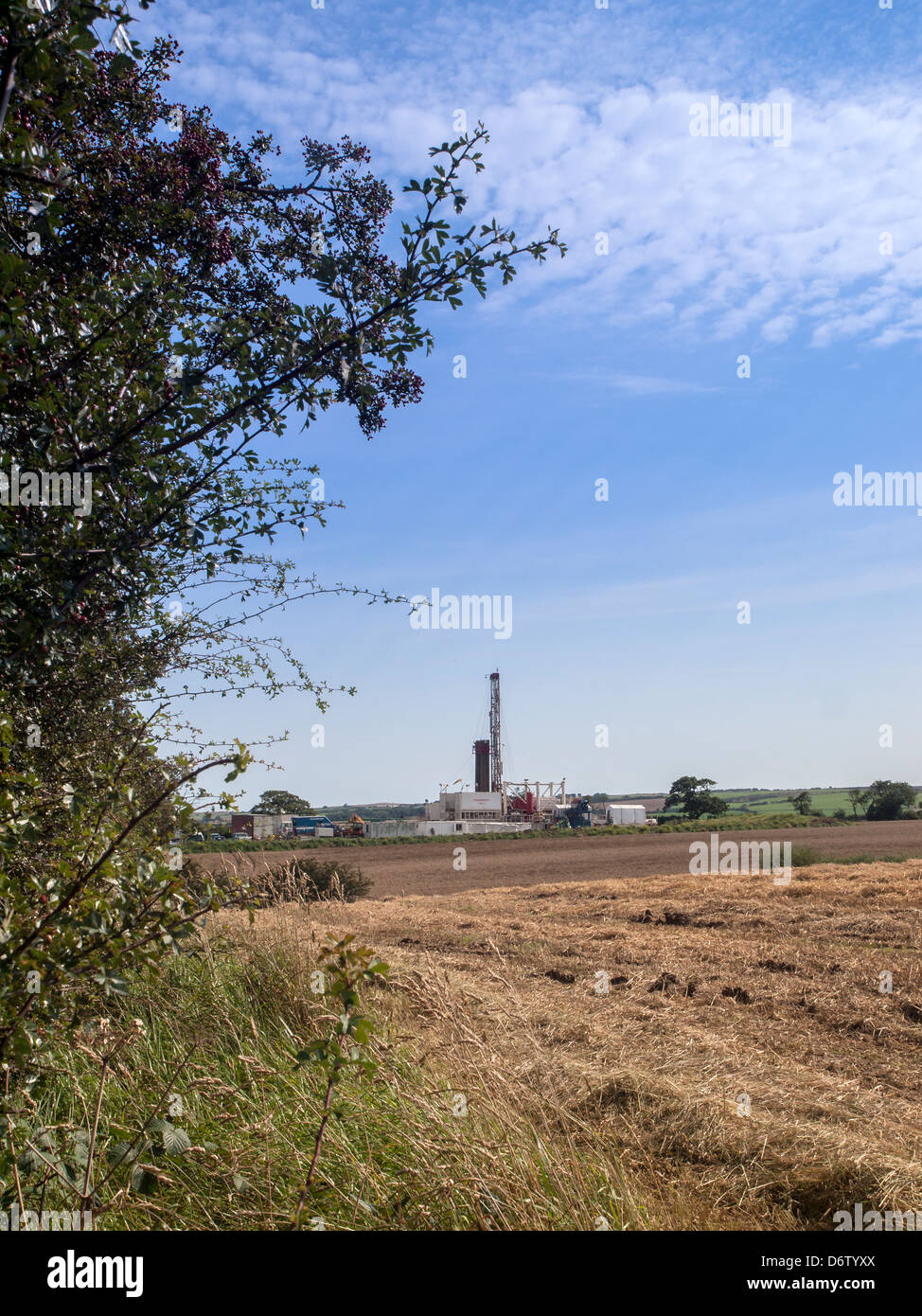 Temporary borehole at the site of a proposed Potash Mine near Sneaton, Sneatonthorpe, Whitby on the edge of the North York Moors Stock Photo