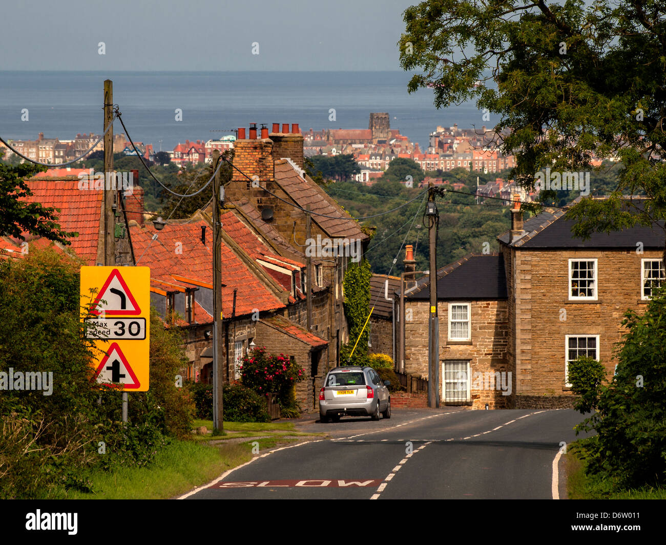 The village of Sneatonthorpe  Sneaton  near Whitby (in background) near where a Potash Mine is proposed on the edge of the Moors Stock Photo