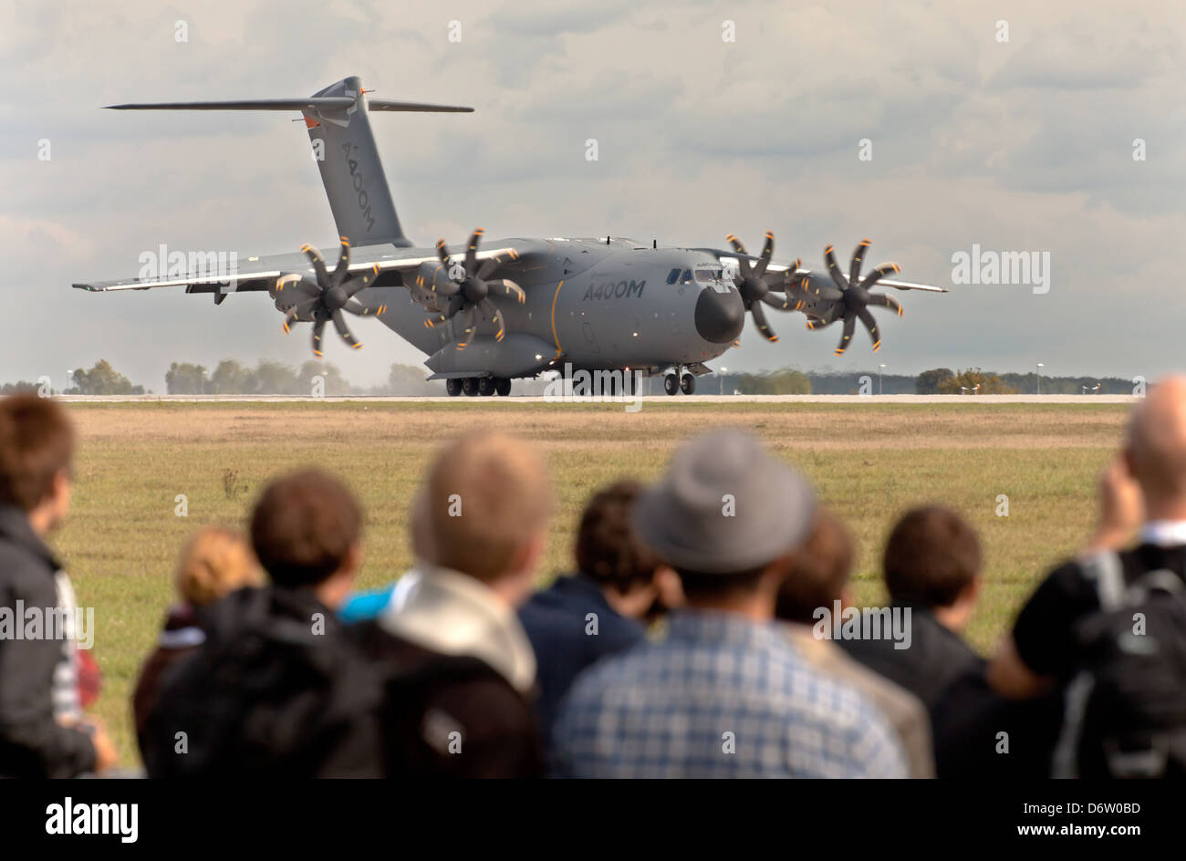 Schoenefeld, Germany, an Airbus A400M landing at the ILA 2012 Stock Photo