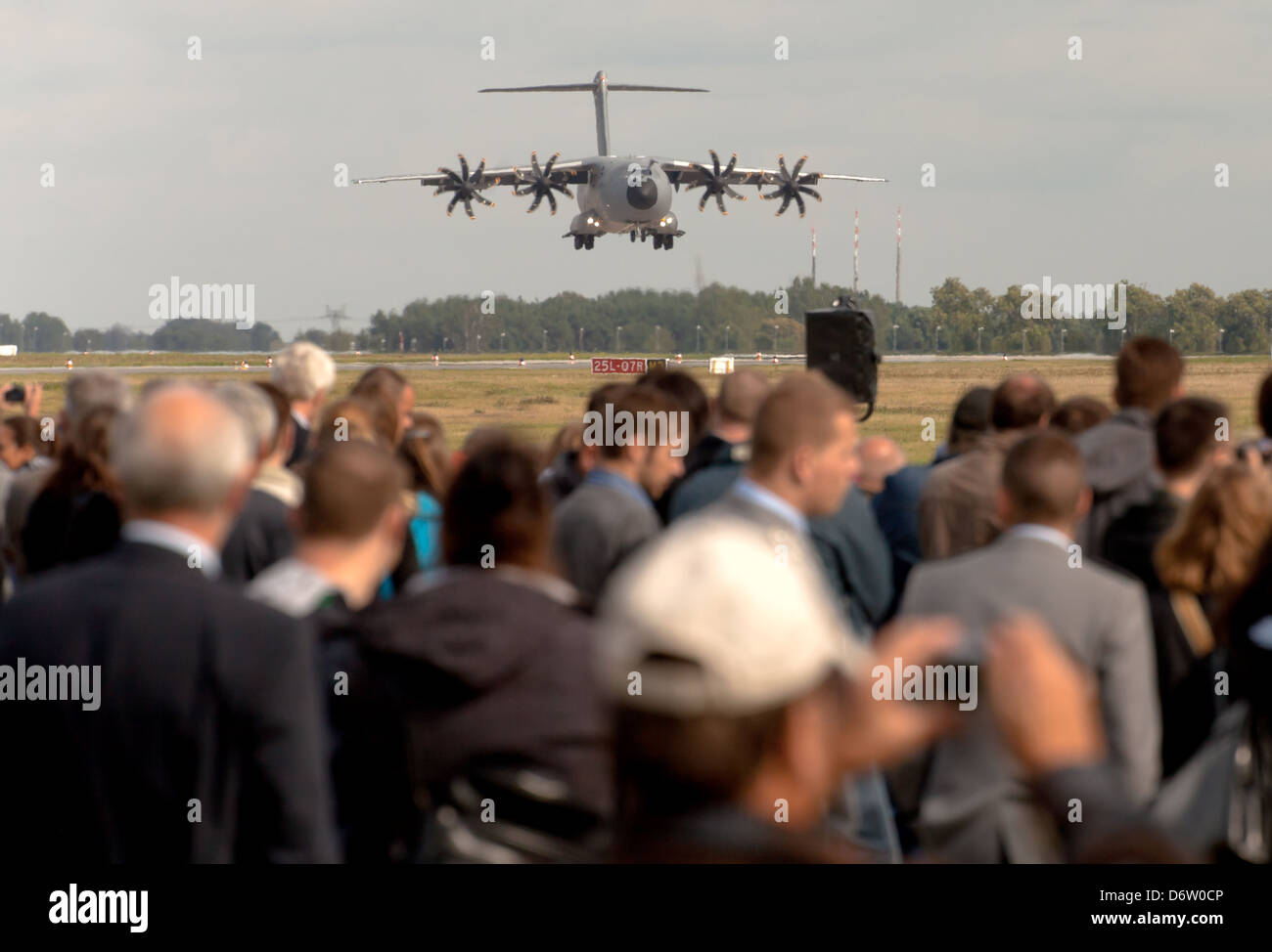 Schoenefeld, Germany, an Airbus A400M landing at the ILA 2012 Stock Photo
