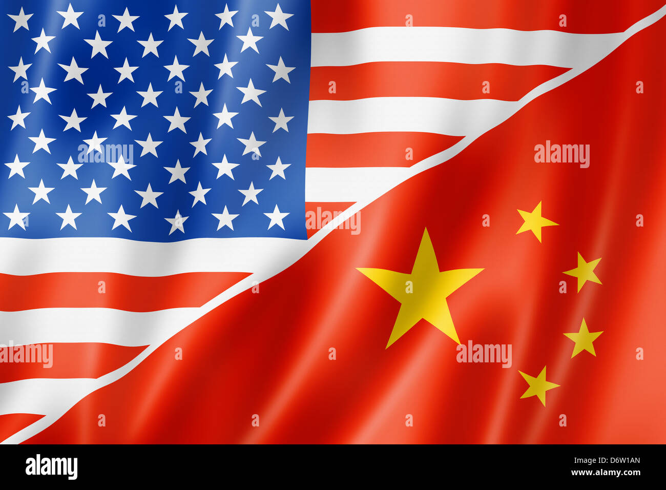 Mixed USA and China flag, three dimensional render, illustration Stock