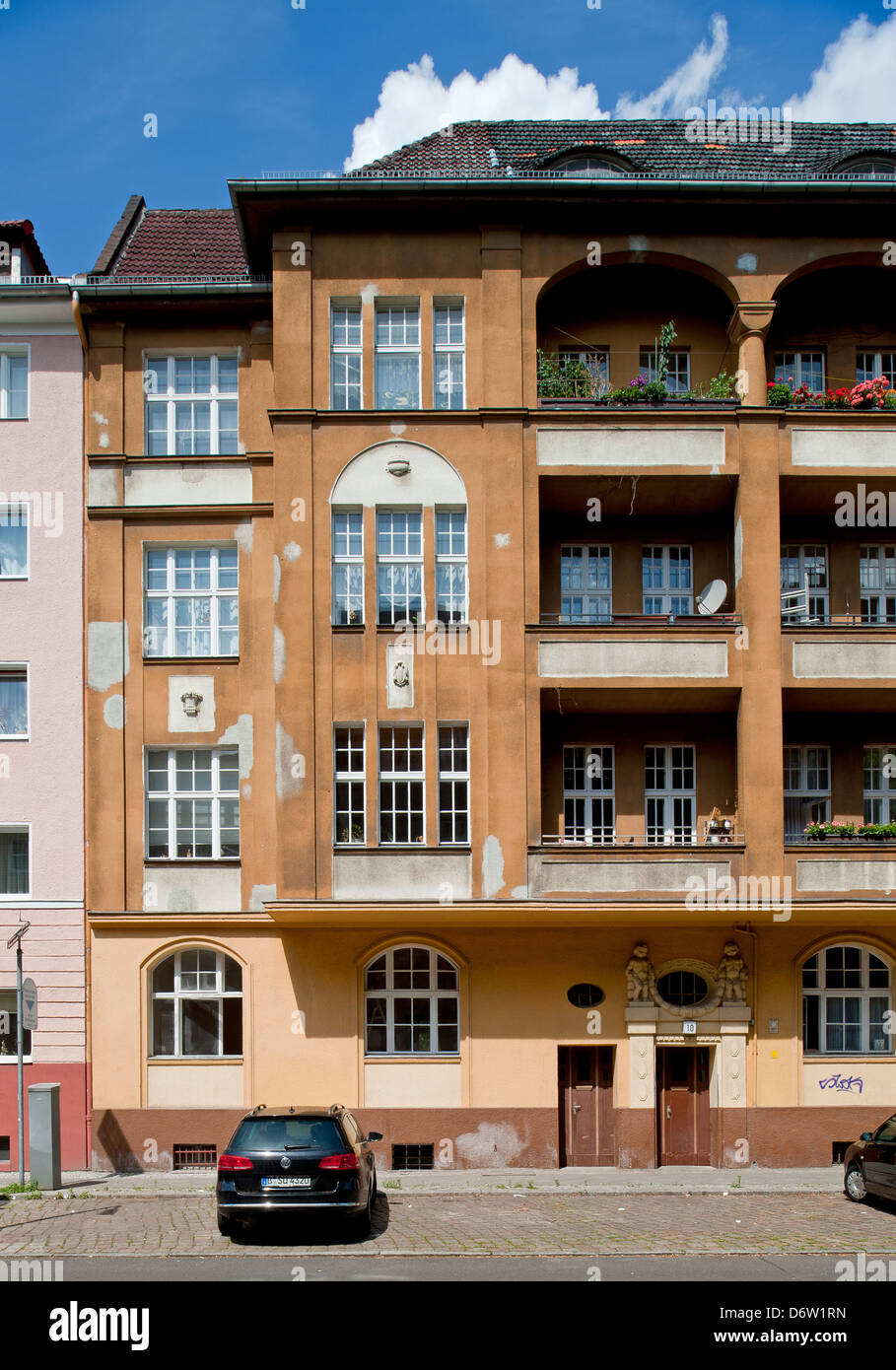 Berlin, Germany, Art Nouveau residential buildings in Berlin-Spandau Wilhelmstadt Stock Photo