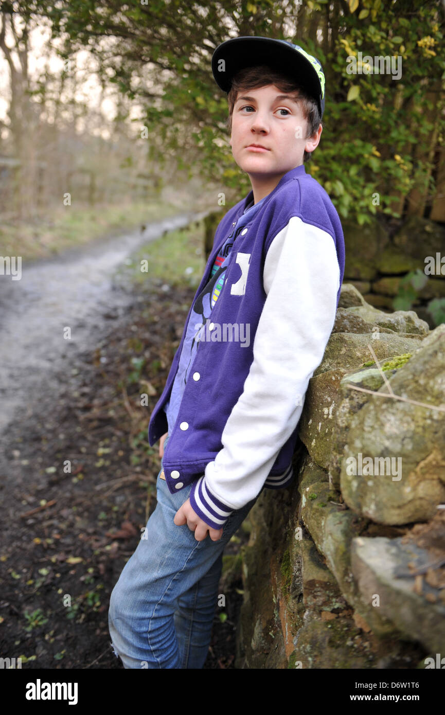 12/13 year old boy UK Stock Photo