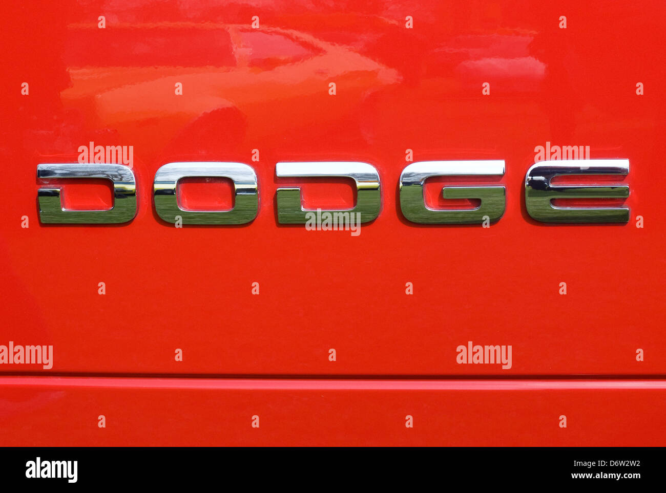 Dodge Challenger Silver Name Plate Stock Photo