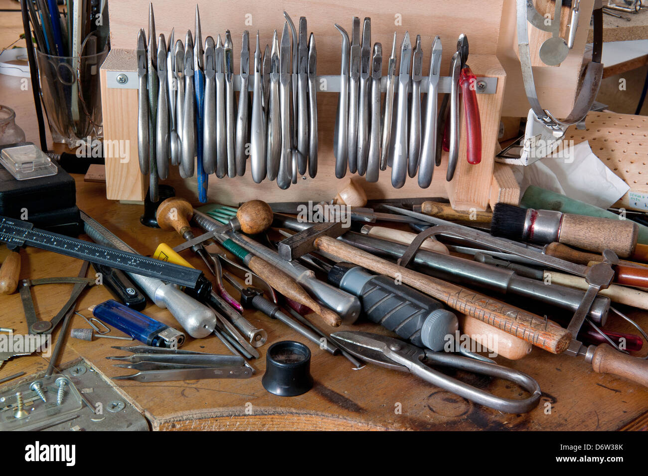 Berlin, Germany, various tools in a goldsmith's Stock Photo