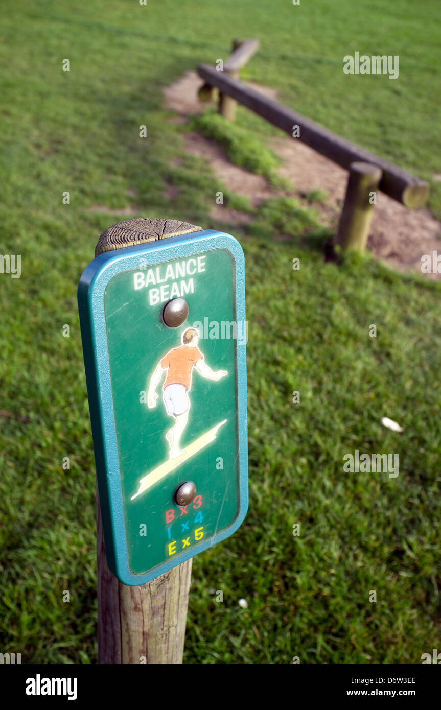 Balance beam in park Stock Photo