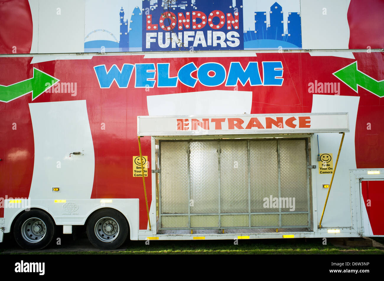 Fun Entry Closed entrance of a funfair Stock Photo - Alamy