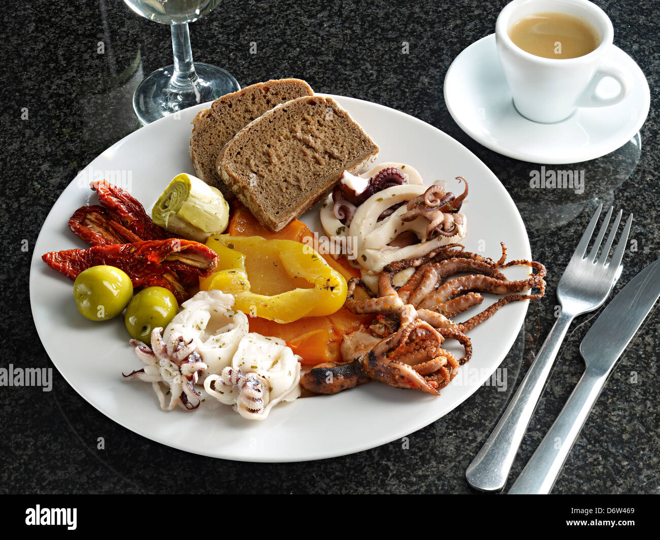 seafood antipasto Italian food Stock Photo Alamy