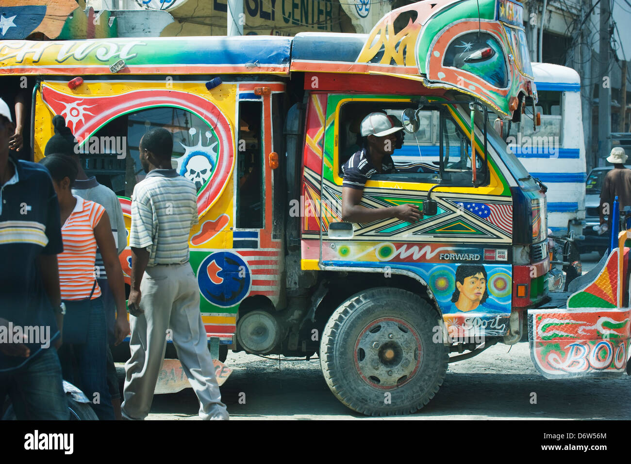 tap tap local transport, Port au Prince, Haiti, Caribbean Stock Photo