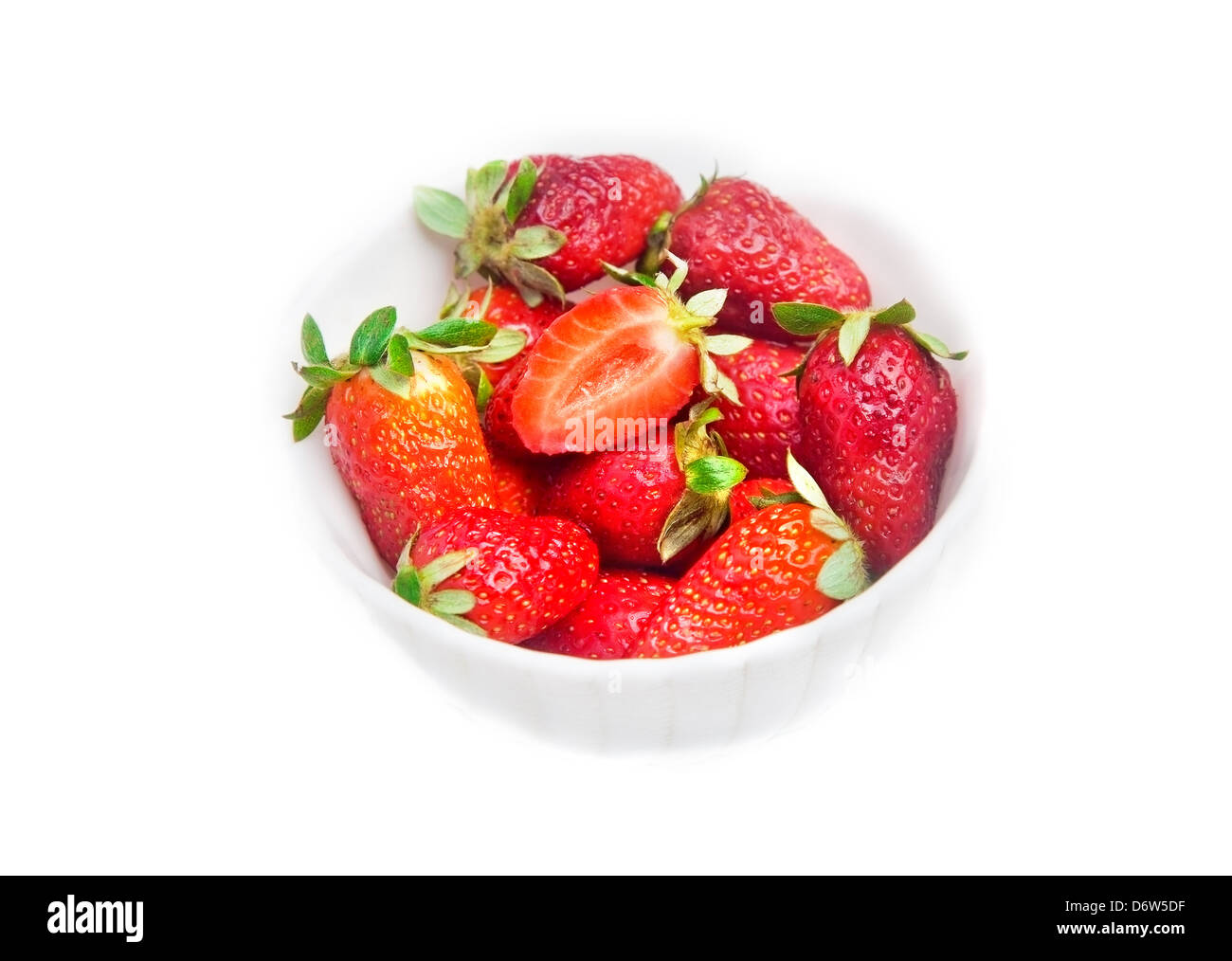 Bowl of fresh strawberries over white background Stock Photo - Alamy