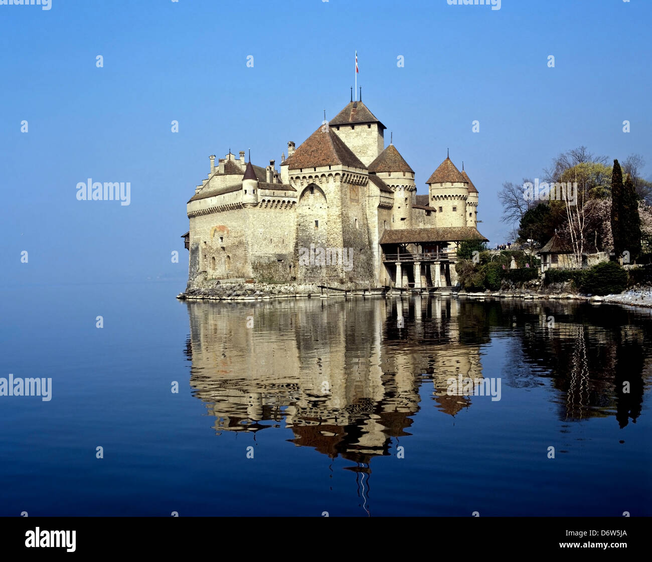 8409. Chillon Castle, Lake Geneva, Vaud, Switzerland, Europe Stock Photo