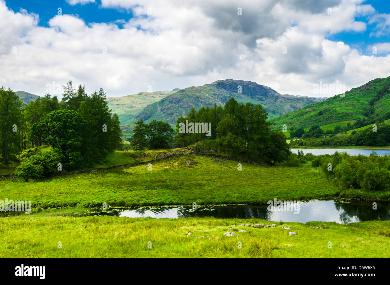 Wetherlam and the River Brathay in the Lake District, Cumbria, England. Stock Photo