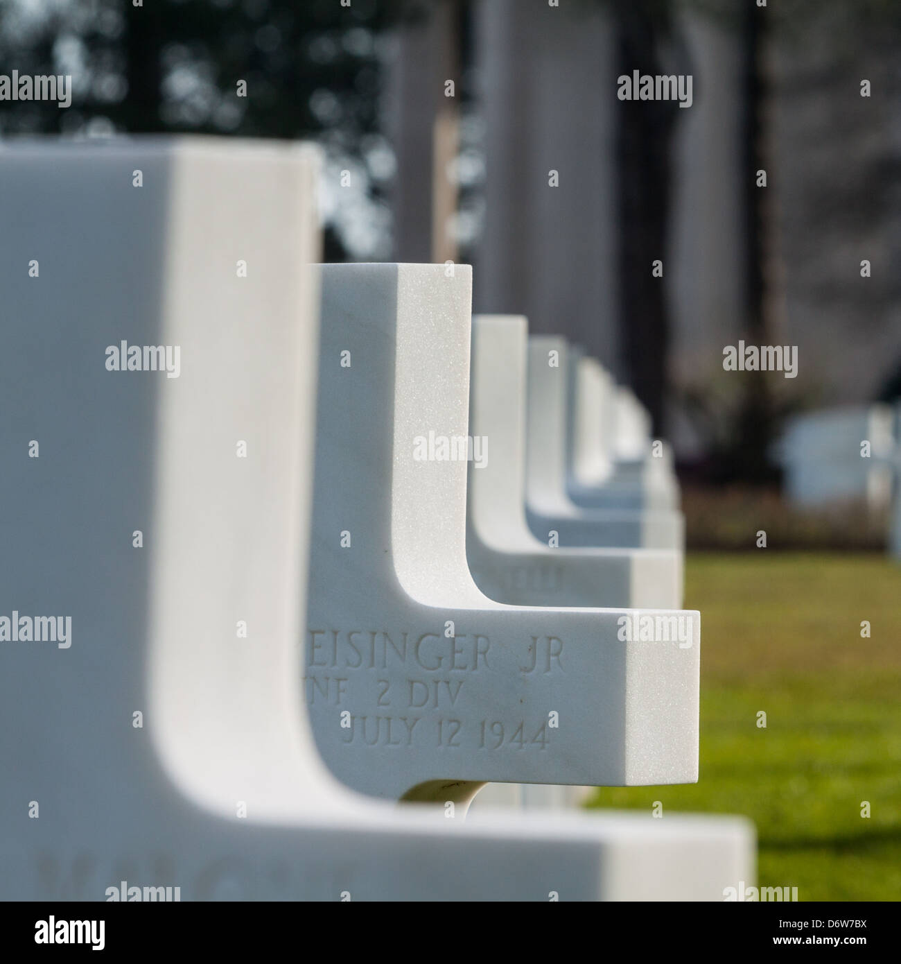 American Cemetery of second war (1939-1945), in Coleville-Sur-Mer, Normandy France Stock Photo