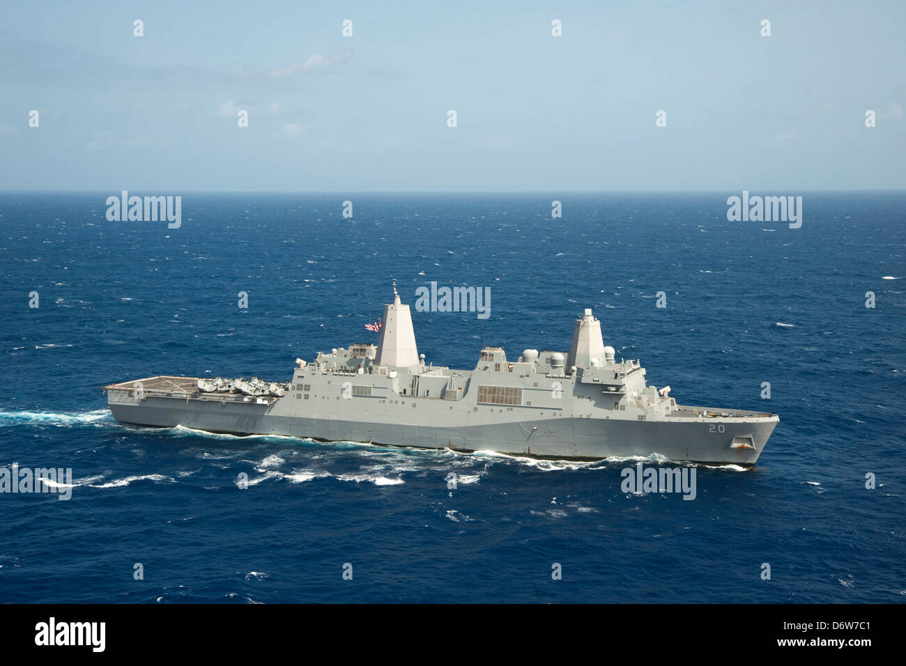 US Navy Amphibious dock ship USS Green Bay during operations April 23, 2013 in the Pacific Ocean. Stock Photo