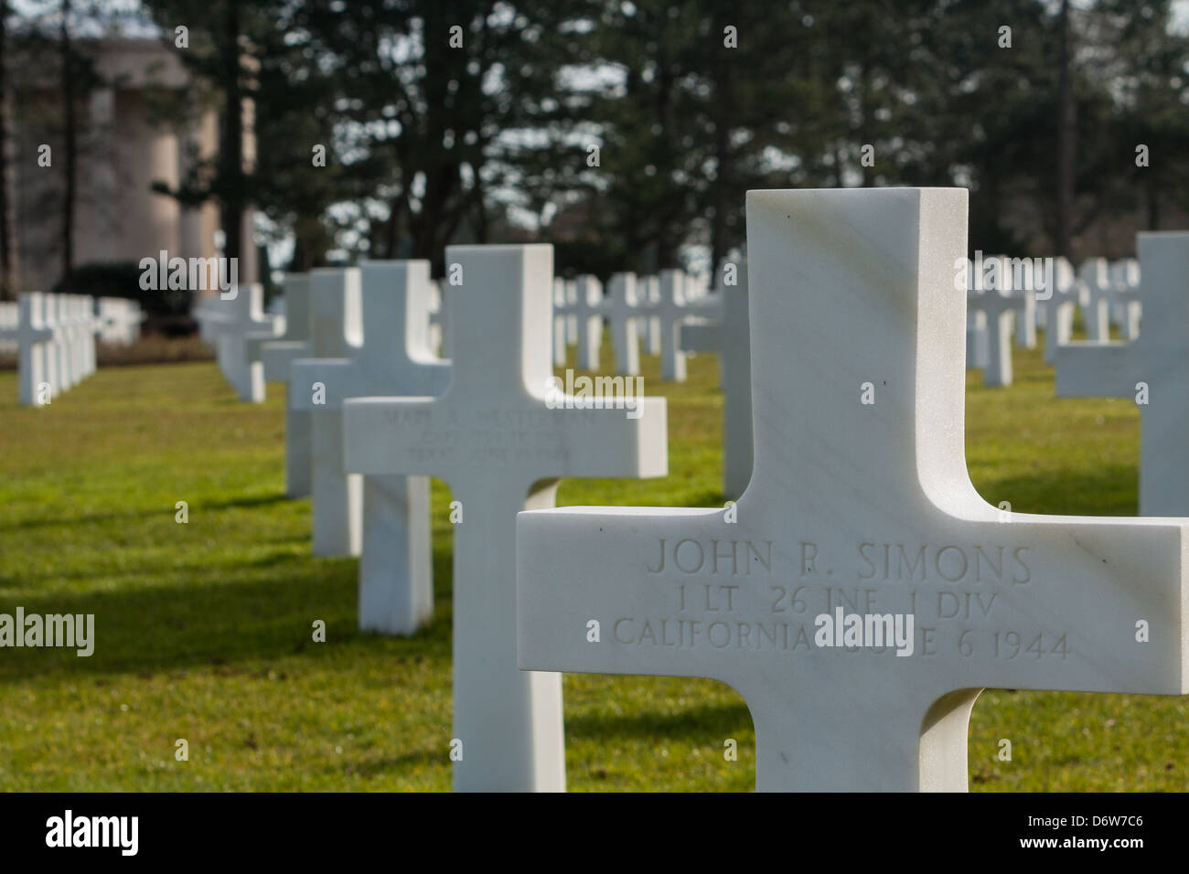 American Cemetery of second war (1939-1945), in Coleville-Sur-Mer, Normandy France, Died on June 6th, 1944 Stock Photo