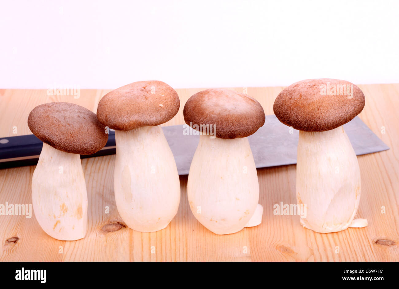 mushrooms on a cutting board Stock Photo