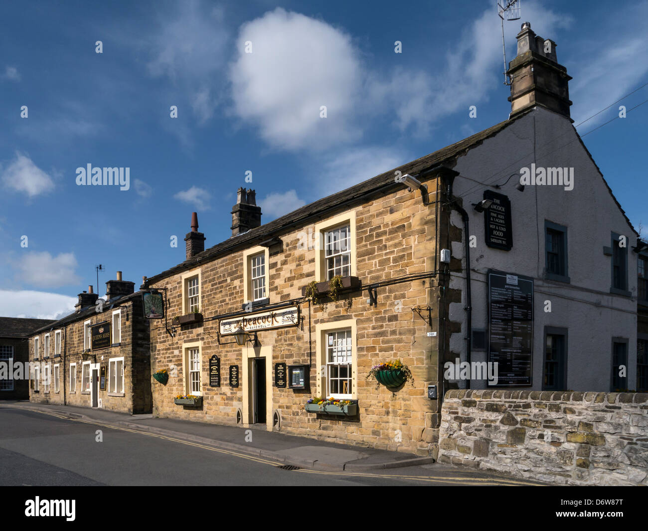 BAKEWELL, DERBYSHIRE, UK - APRIL 18, 2013:  The Peacock Pub housed in an old coaching inn in Market Street Stock Photo