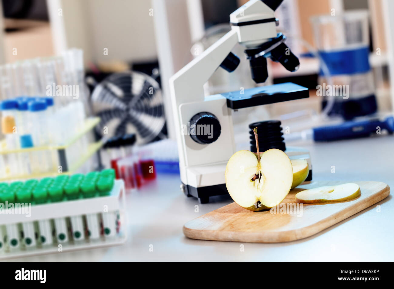 Chemical Laboratory of the Food supply / control the amount of nitrates, herbicides and pesticides Stock Photo