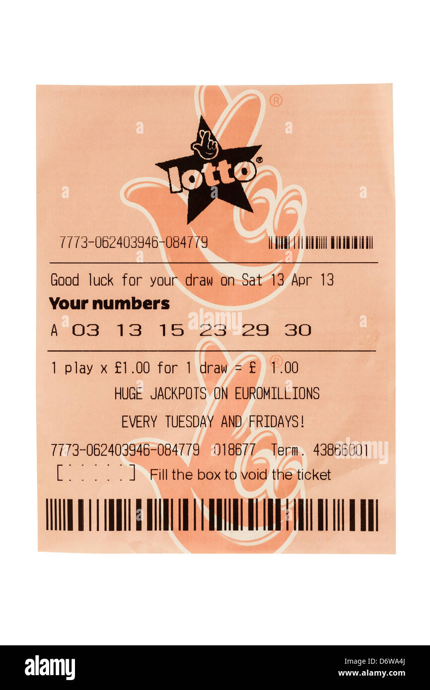 A Lotto lottery ticket on a white background Stock Photo