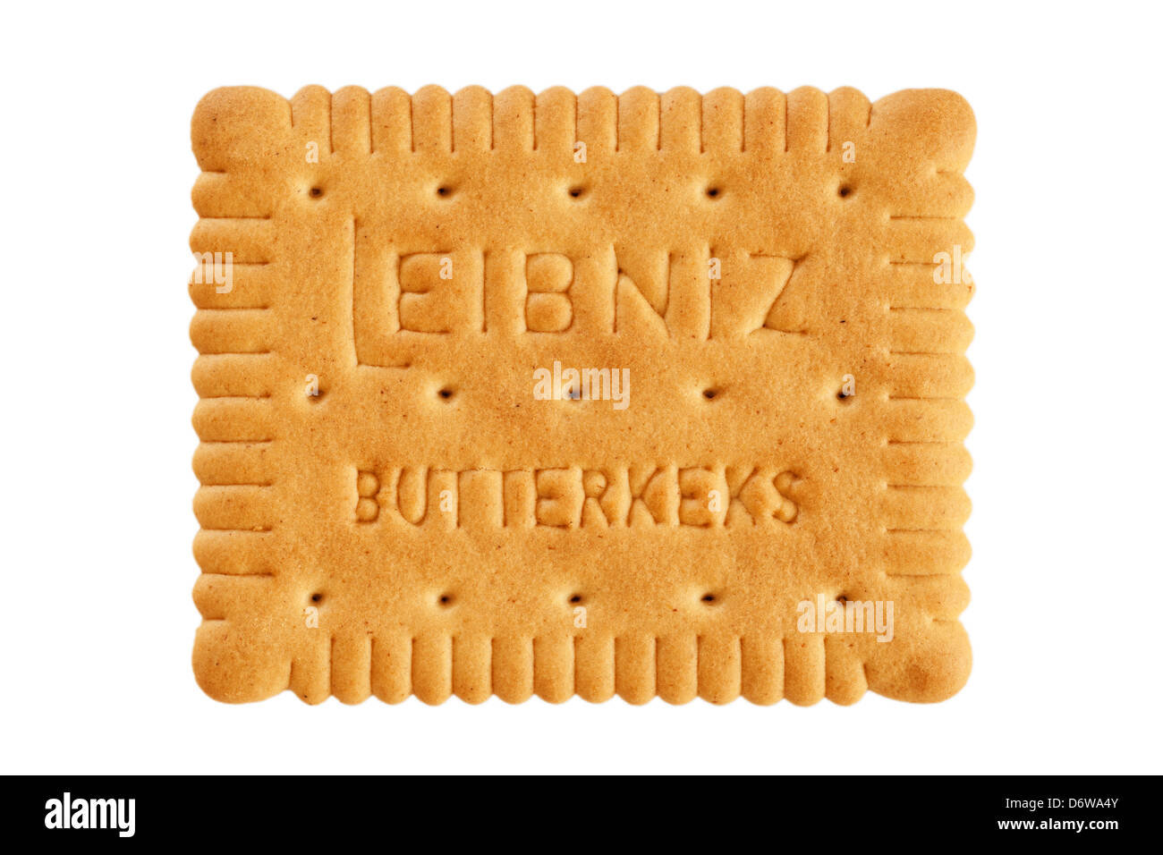 A Leibniz butter biscuit on a white background Stock Photo