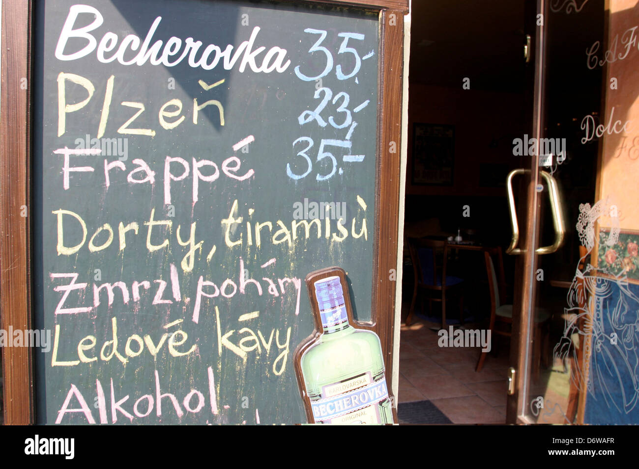 Czech Republic, Southern Moravia, Brno, Entrance to Bar Stock Photo