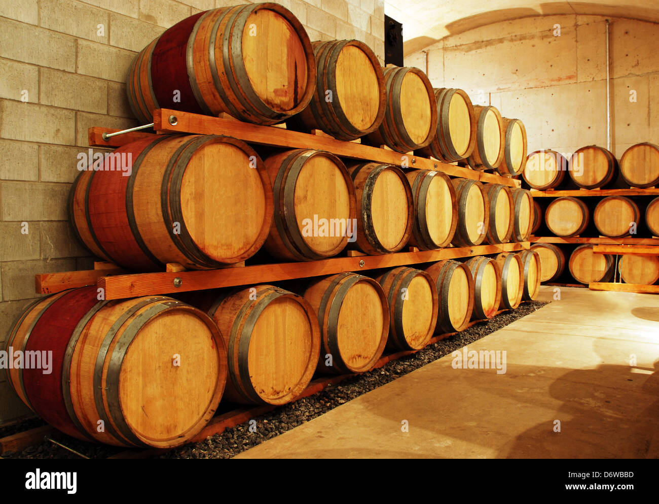 wine barrel storage area Stock Photo Alamy