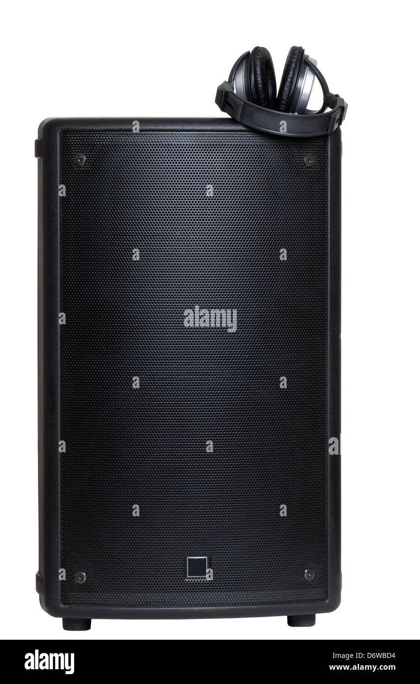 monitor speaker with headphones Stock Photo Alamy