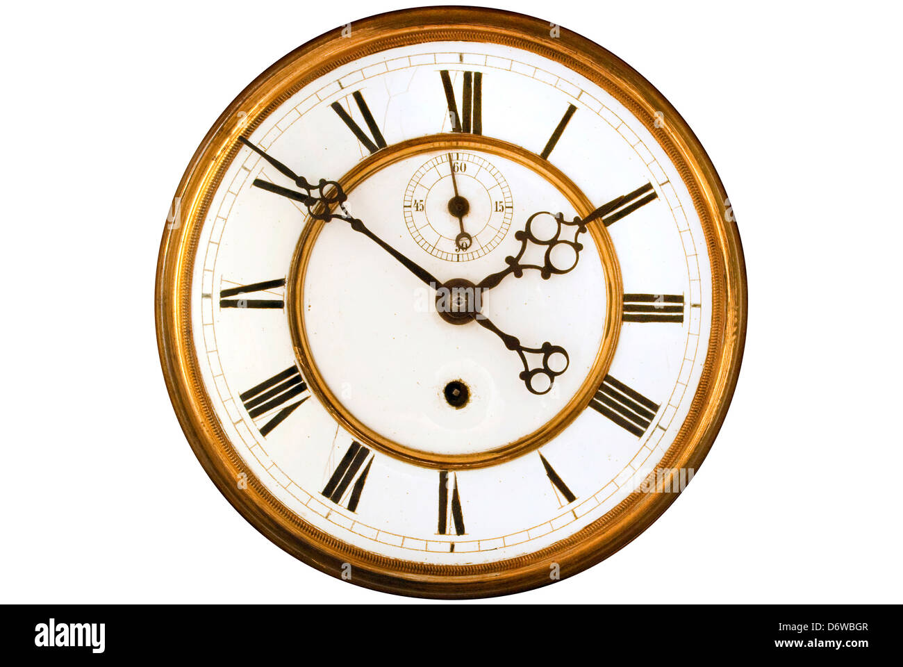 Old clock face with Roman numerals Stock Photo