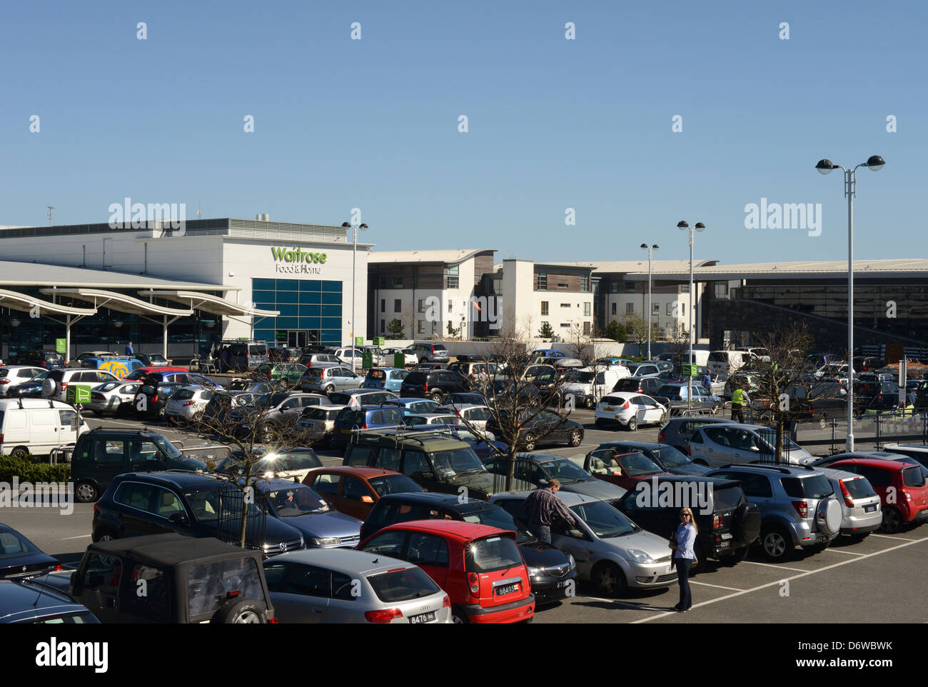 Car Park outside Waitrose store at Admiral Park, Guernsey Stock Photo