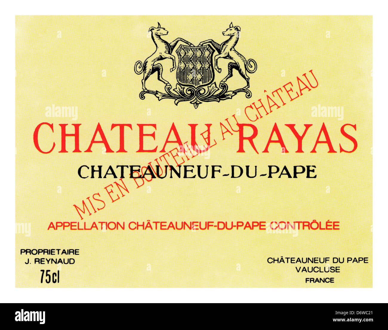 Wine Bottle Label For Chateau Rayas Chateauneuf Du Pape Vaucluse Rhone Wine Bottle Label For Chateau Rayas Chateauneuf Du Pape Vaucluse Rhone