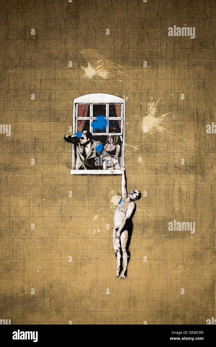 Banksy 'Love Cheat' Mural at the junction of Frogmore and Park Street Bristol Stock Photo