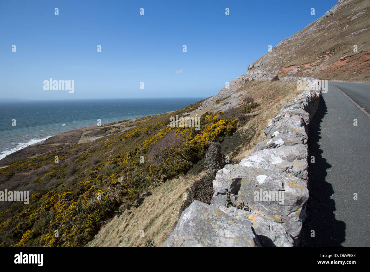 The town of Llandudno, Wales. The Marine Drive toll road on the
