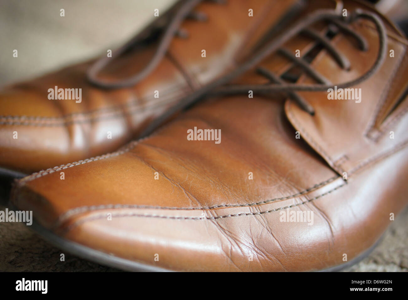 Men's Shoes, Brown Leather with Laces Stock Photo - Alamy