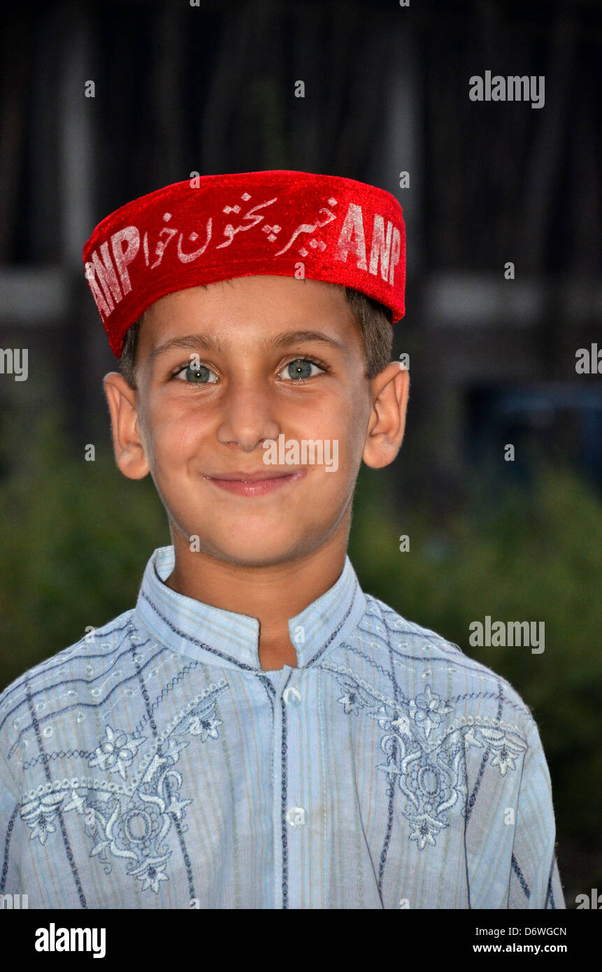 Pathan boy at political rally Pakistan Stock Photo