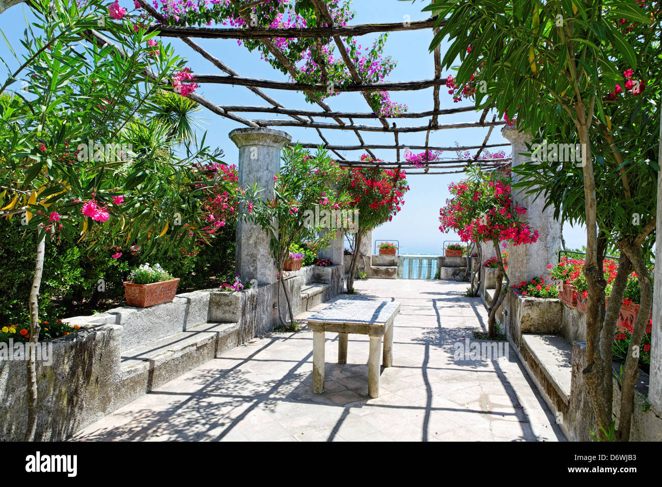 Premium Photo  Mediterranean culture terrace with flowers and sea