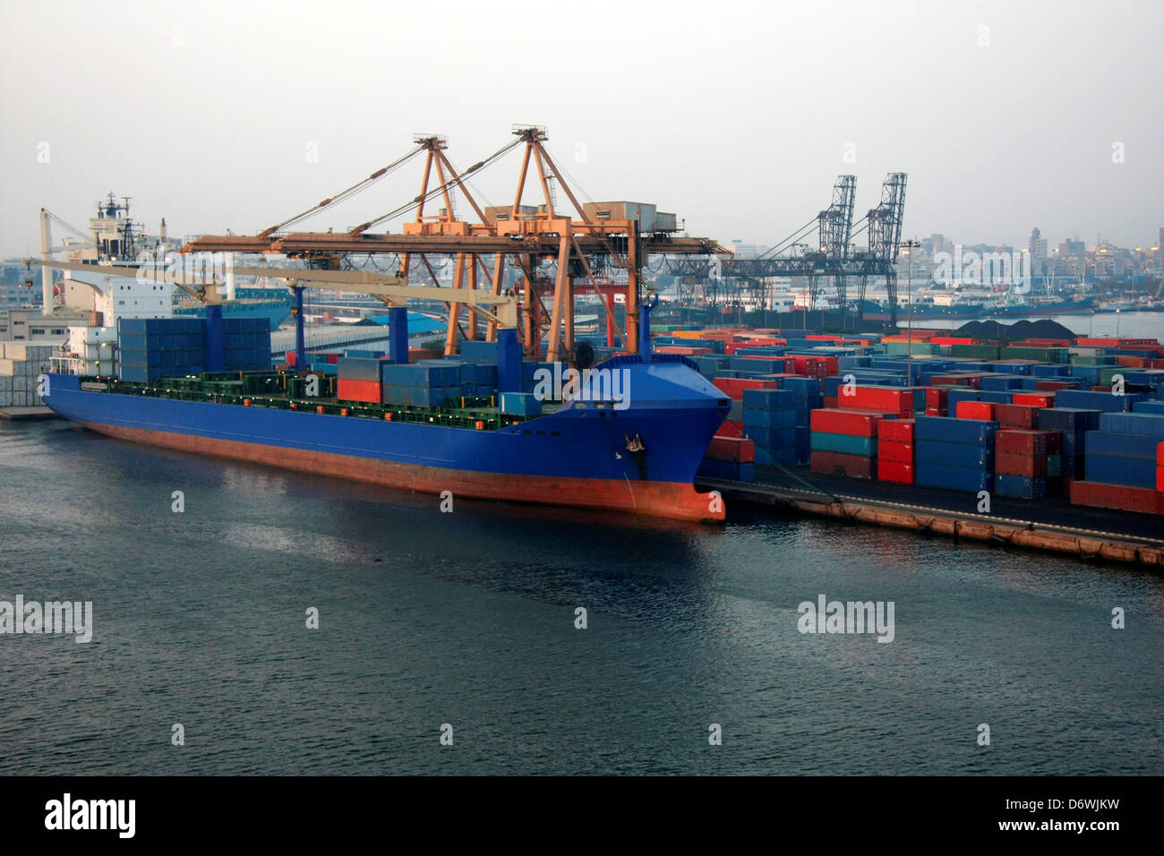 Cargo ship loading containers, Australia Stock Photo Alamy