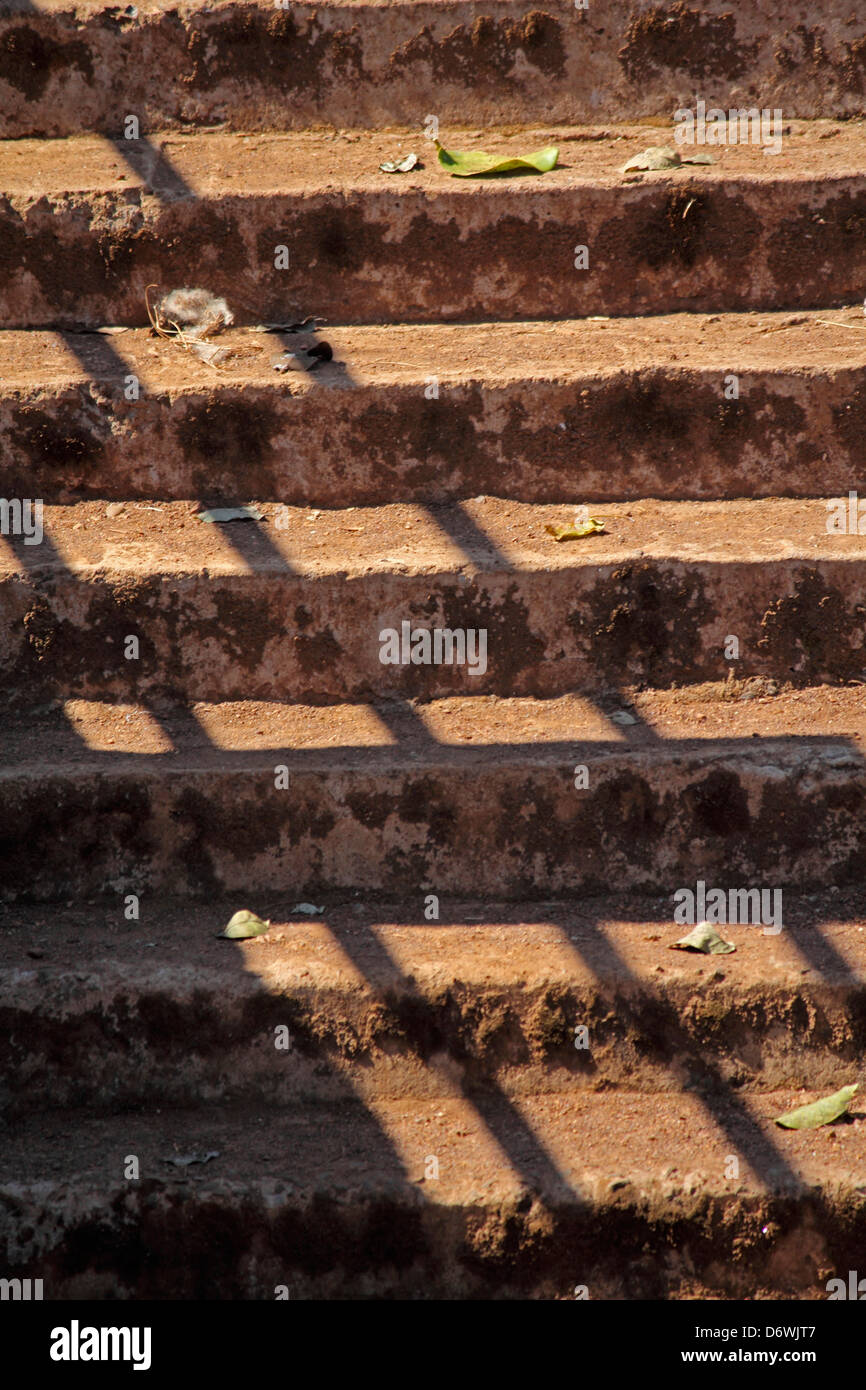 Steps With Shadow of Railing Steps Shadow Railing Background abstract Pattern Aged Background Buildings Cement Decorative Drop F Stock Photo