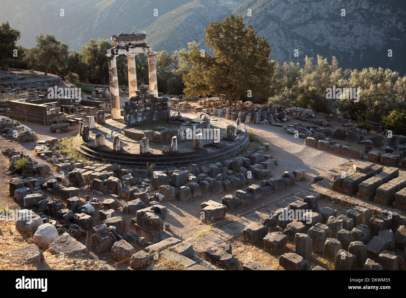 Greece, Delphi, Sanctuary of Athena at sunrise Stock Photo Alamy