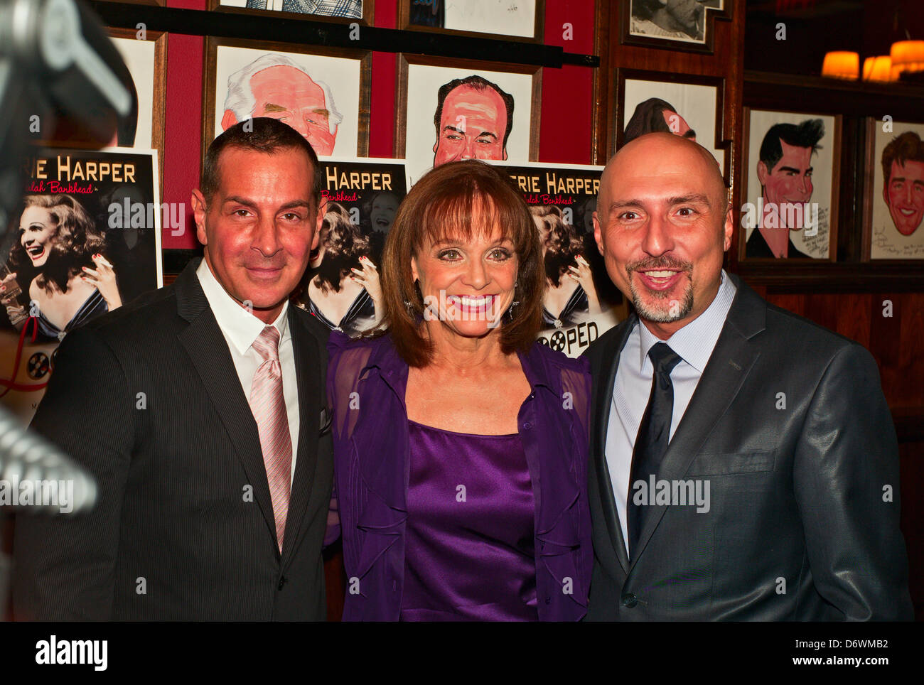 Playwright Matthew Lombardo, Valerie Harper, director Rob Ruggiero at opening night party for 'Looped' on Broadway March 14 2010 Stock Photo