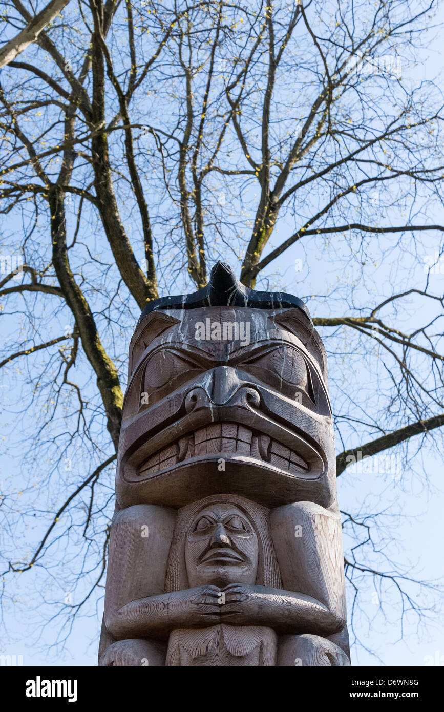 Totem pole made by Rande Cook.a Kwakwaka´wakw artist from Canada Stock  Photo - Alamy