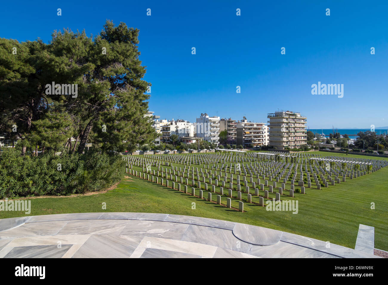 The world war 2 memorial cemetery in Greece against blue sky Stock Photo